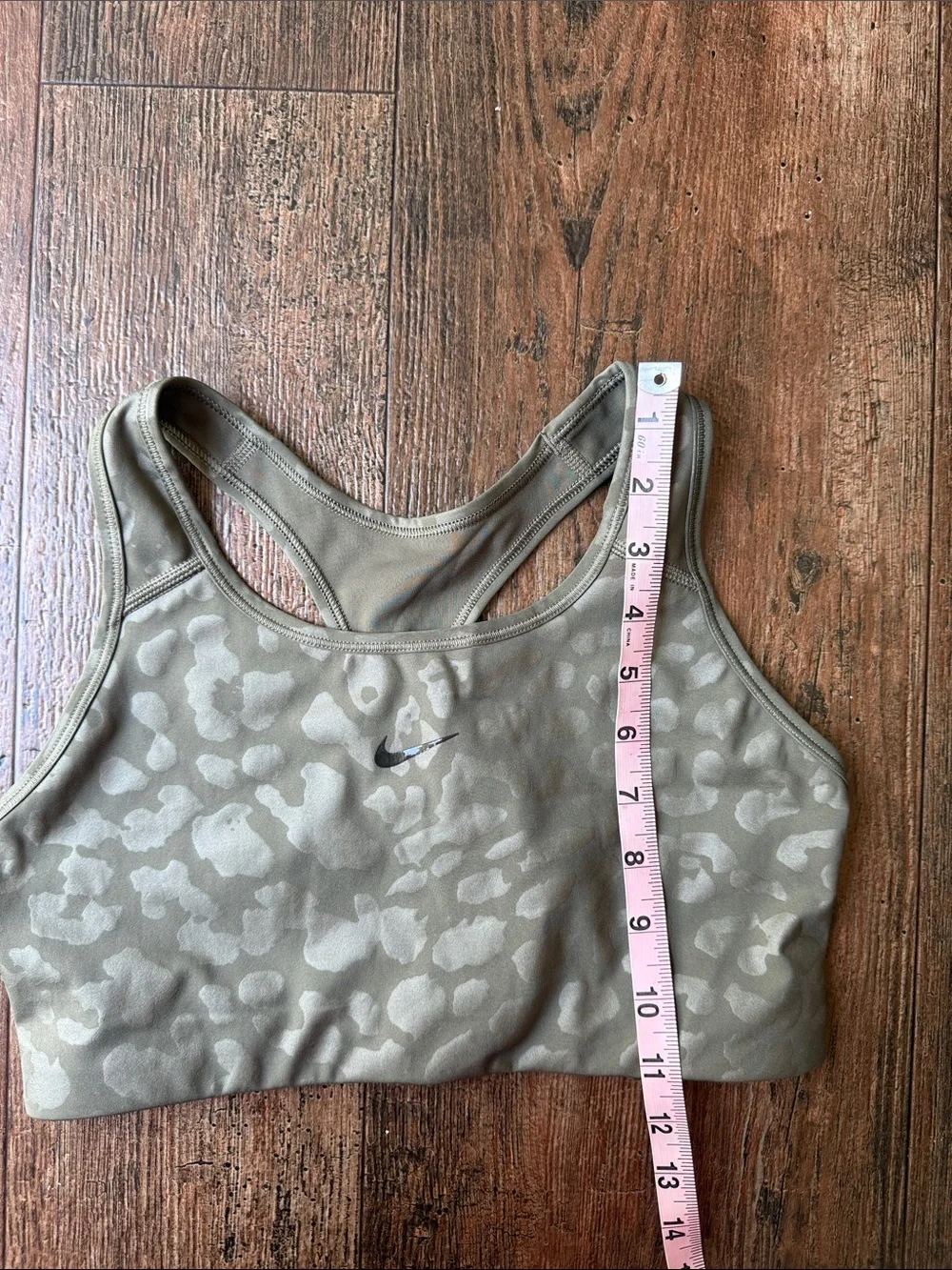 Nike Olive Green Leopard-Print Racerback Sports Bra and Leggings Size M